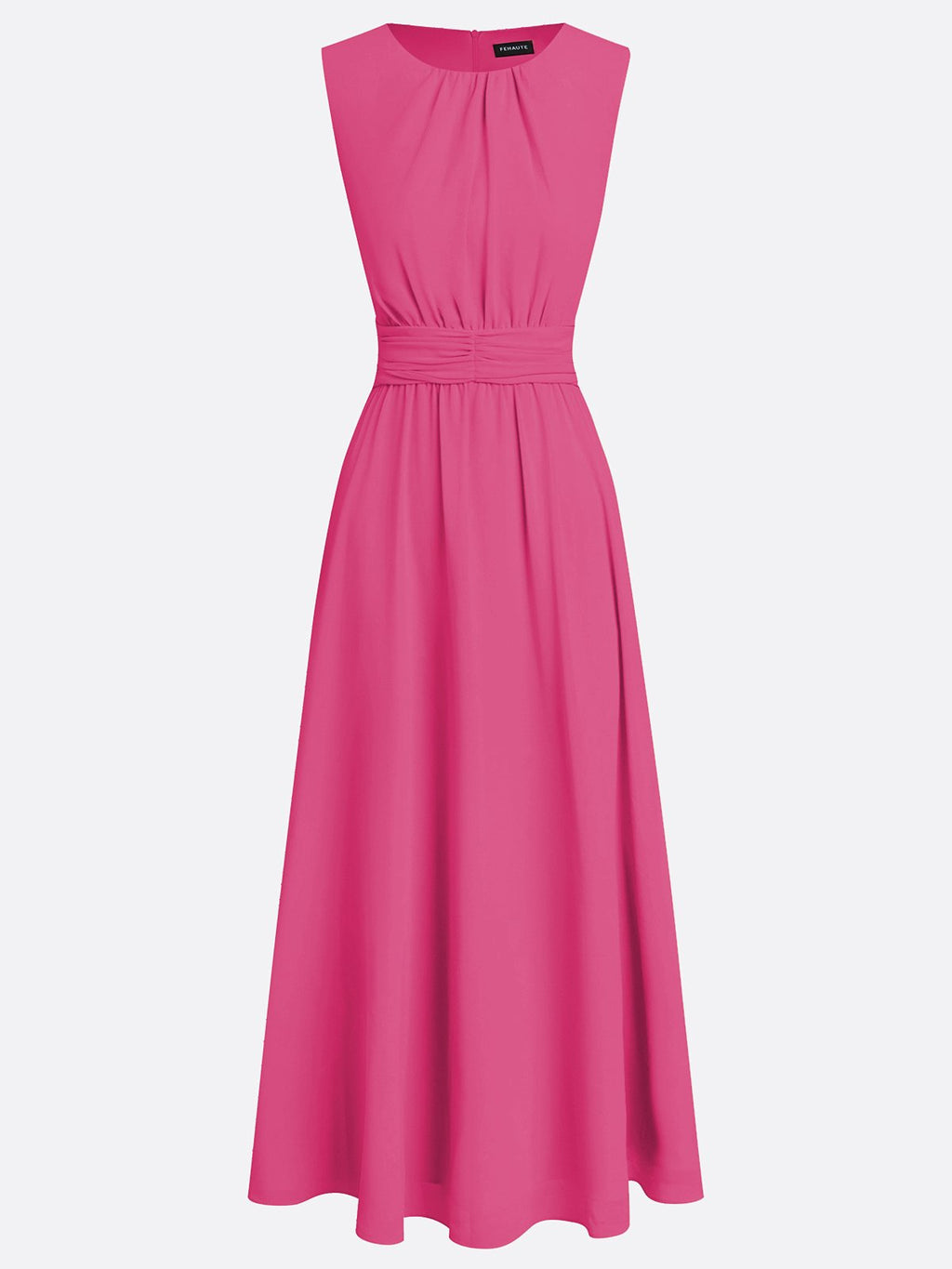 Sleeveless Ruched A-Line Maxi Dress – Wedding Guest
