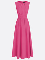 Sleeveless Ruched A-Line Maxi Dress – Wedding Guest
