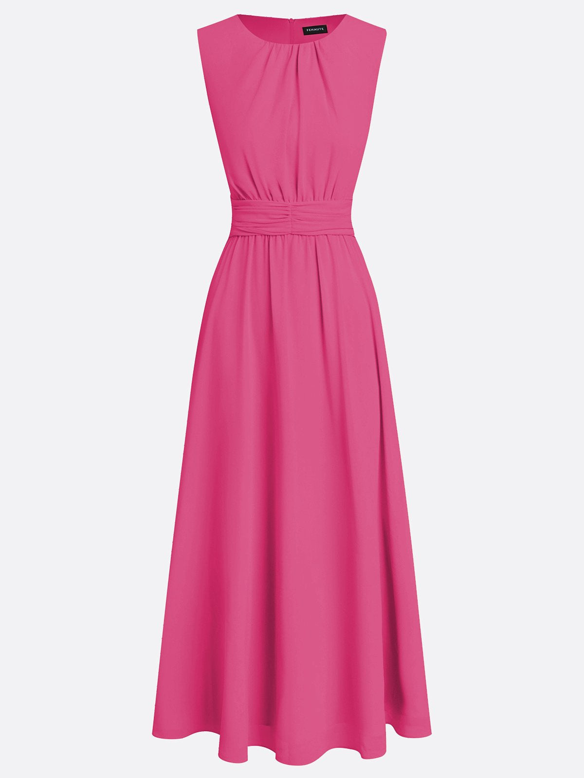 Sleeveless Ruched A-Line Maxi Dress – Wedding Guest