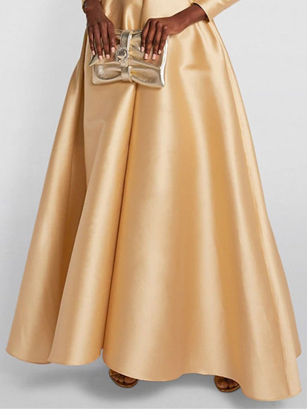 Gold solid colour A-line maxi dress