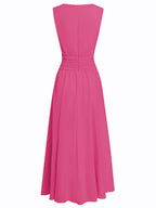 Sleeveless Ruched A-Line Maxi Dress – Wedding Guest