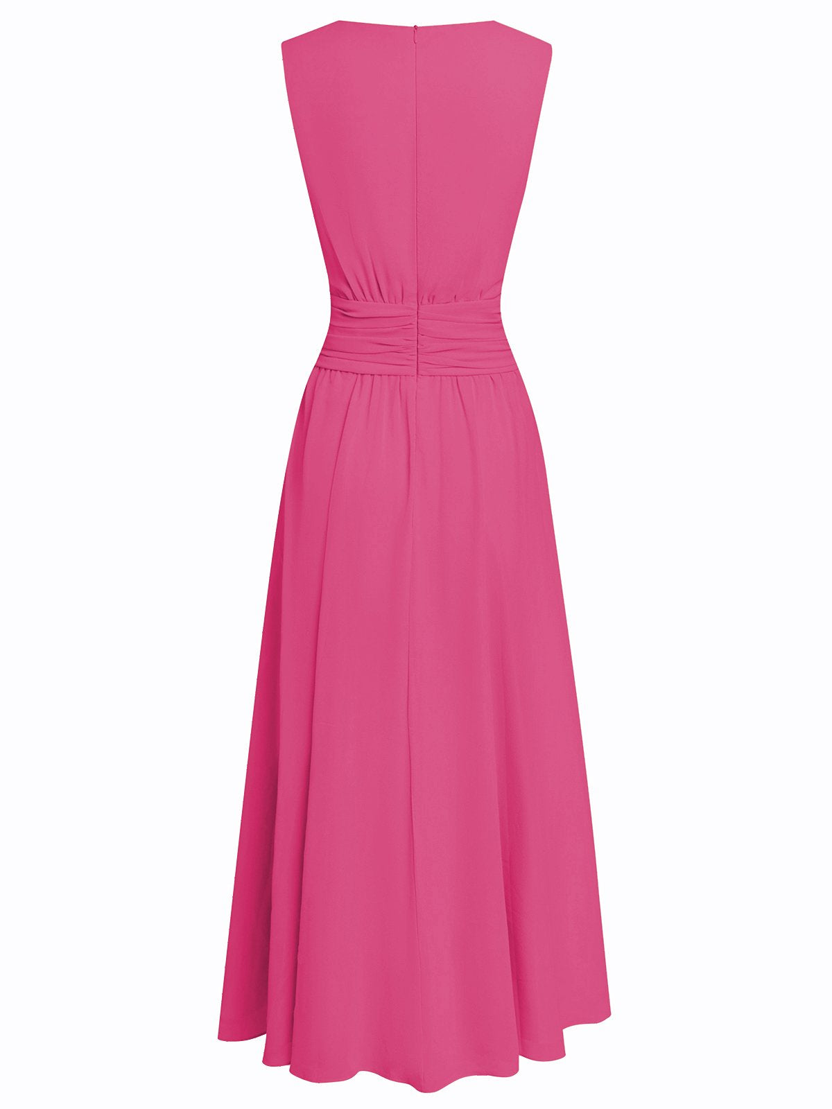 Sleeveless Ruched A-Line Maxi Dress – Wedding Guest