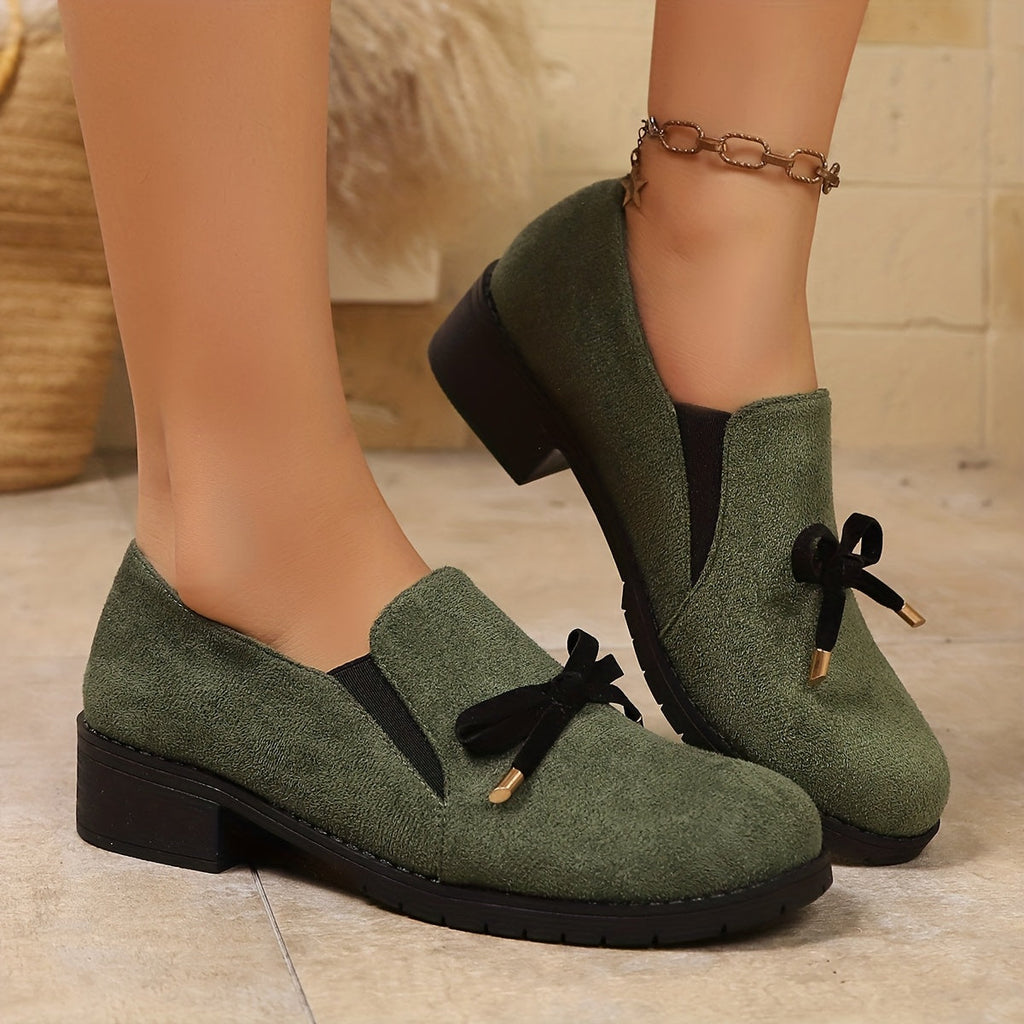 Green Slip-On Loafers, front view