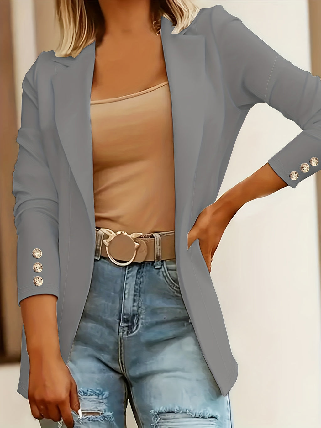 Pink Mid-Length Lapel Coat