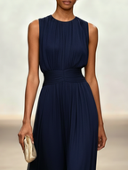Sleeveless Ruched A-Line Maxi Dress – Wedding Guest