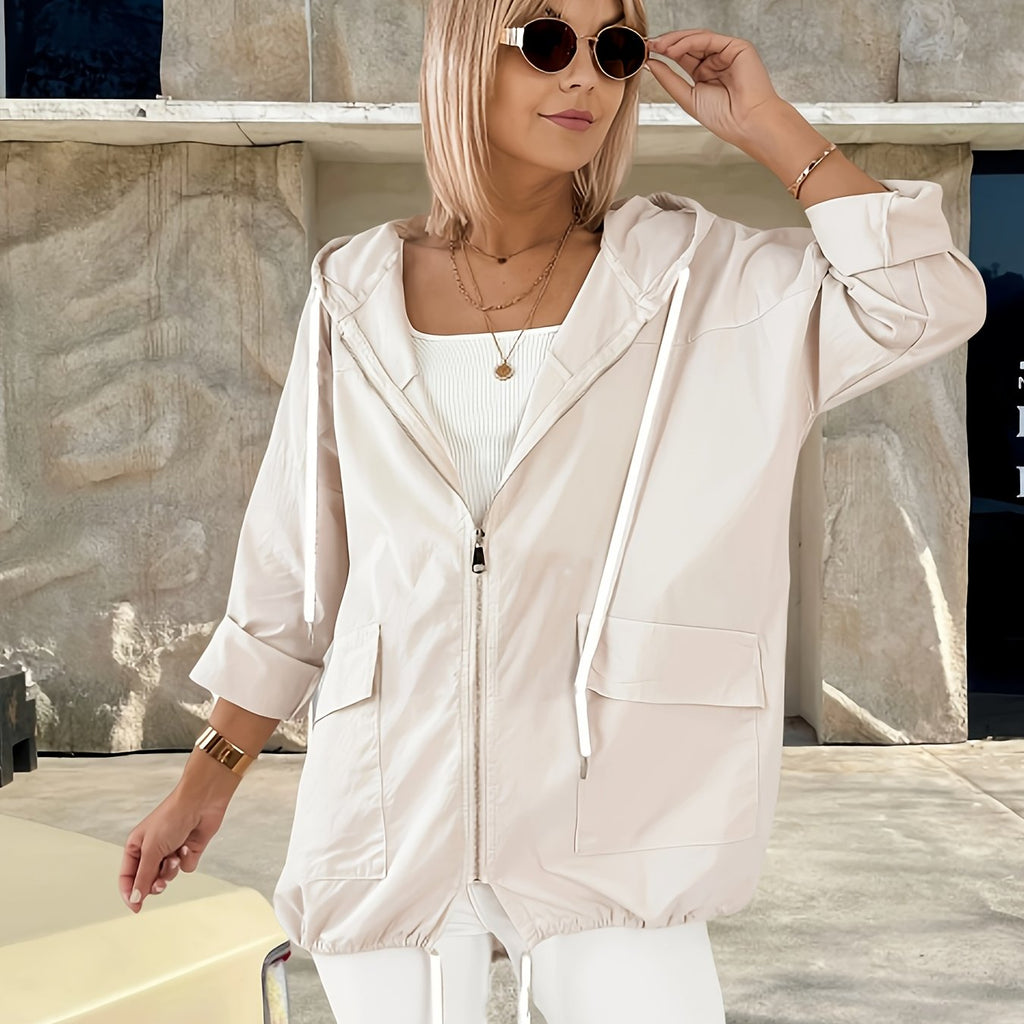 Lightweight Hooded Drawstring Jacket