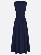 Sleeveless Ruched A-Line Maxi Dress – Wedding Guest