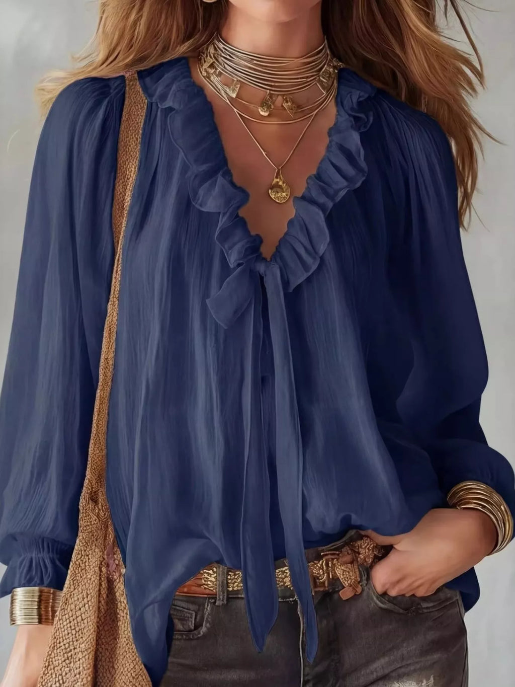 Ruffle Long Sleeve Blouse