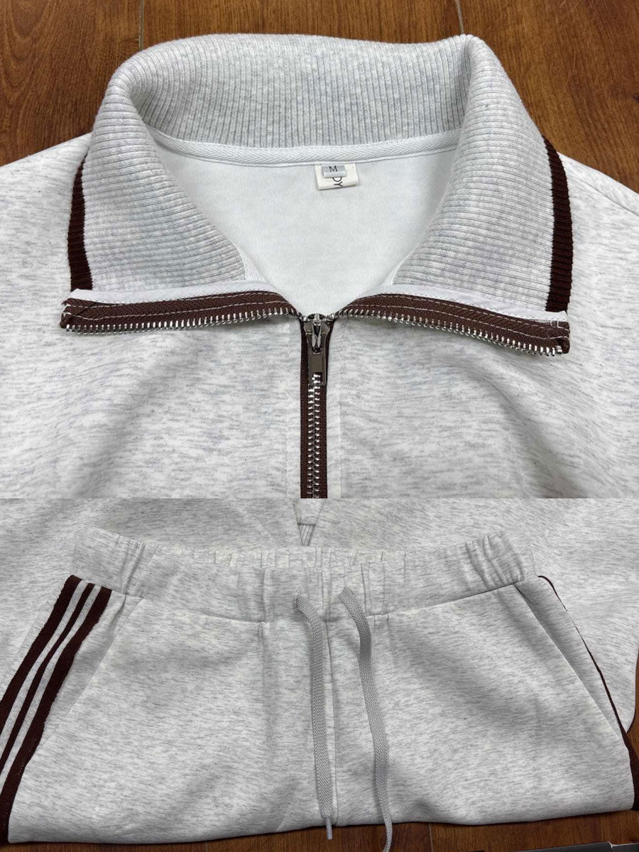Half-Zip Tracksuit Co-Ord Set with Wide-Leg Trousers