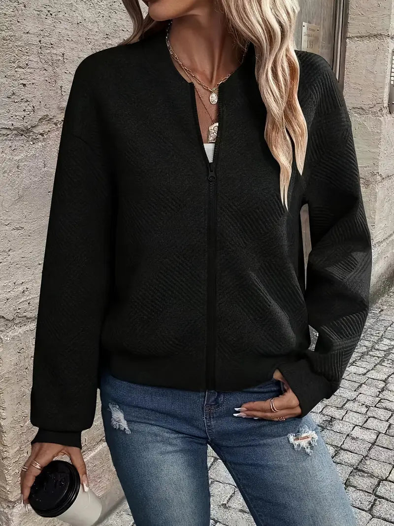 Pattern Front Zip Cardigan Multiple Colours | Alba Muse
