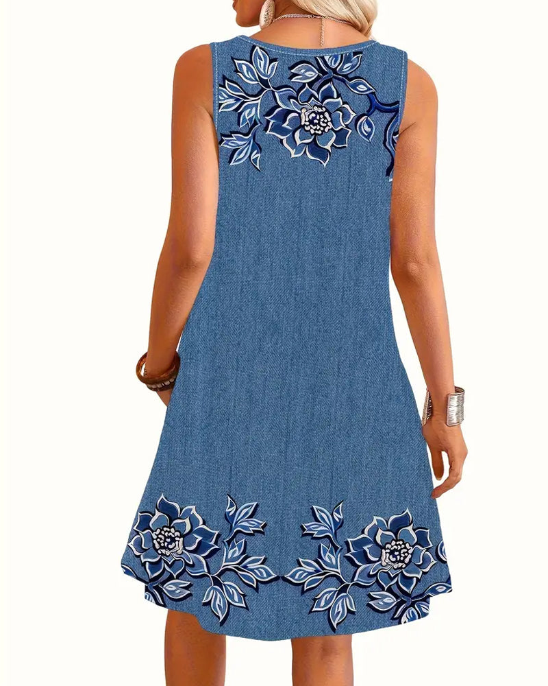 Sleeveless Floral Button-Up Midi Dress