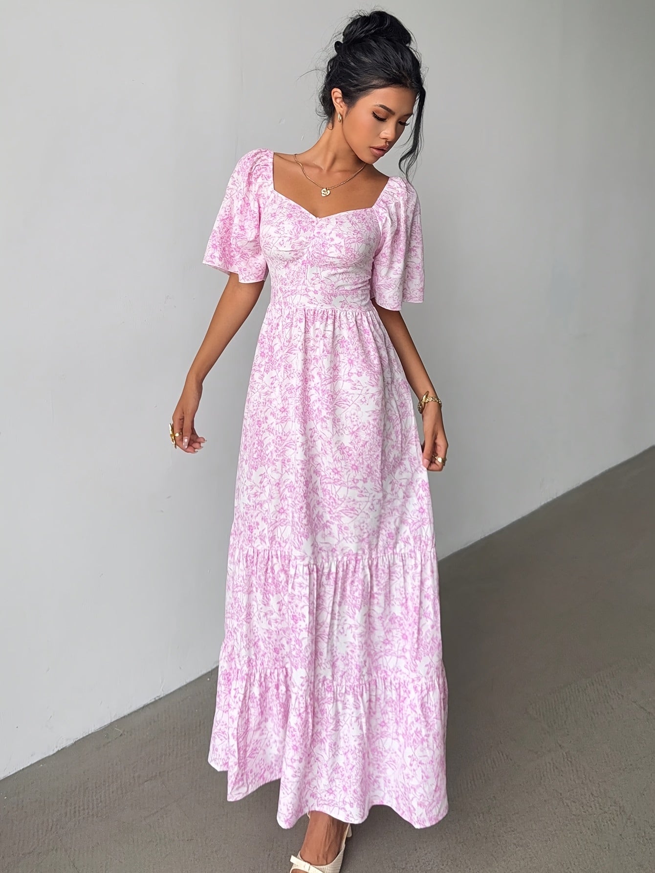 Sweetheart Tiered Floral Maxi Dress | Alba Muse