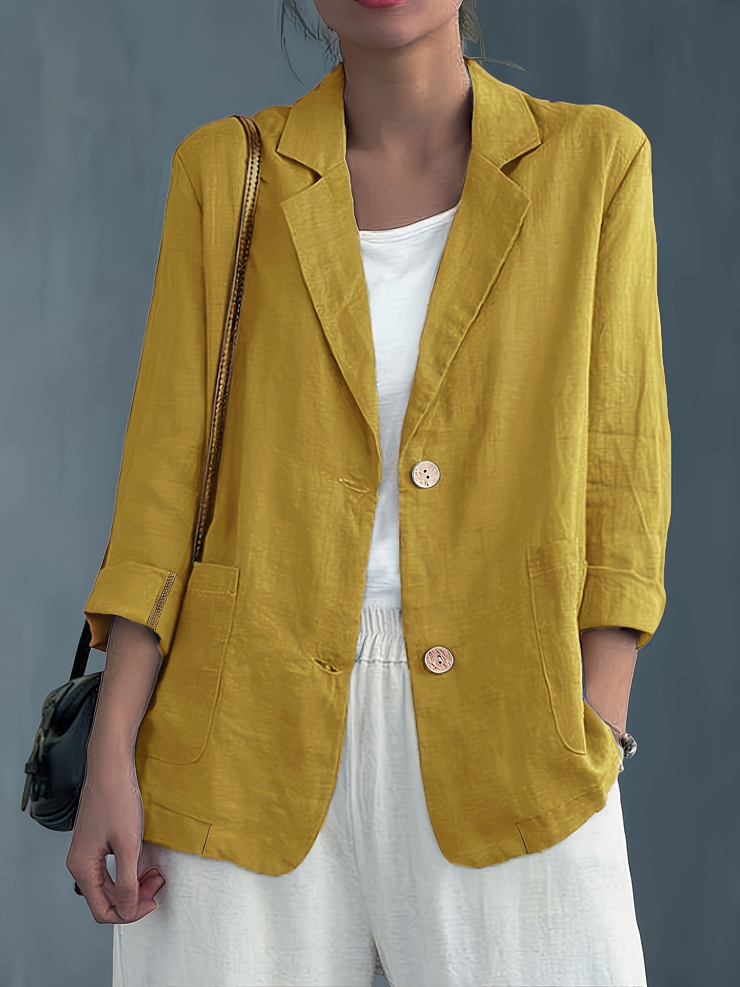 Classic Linen Blazer with Patch Pockets
