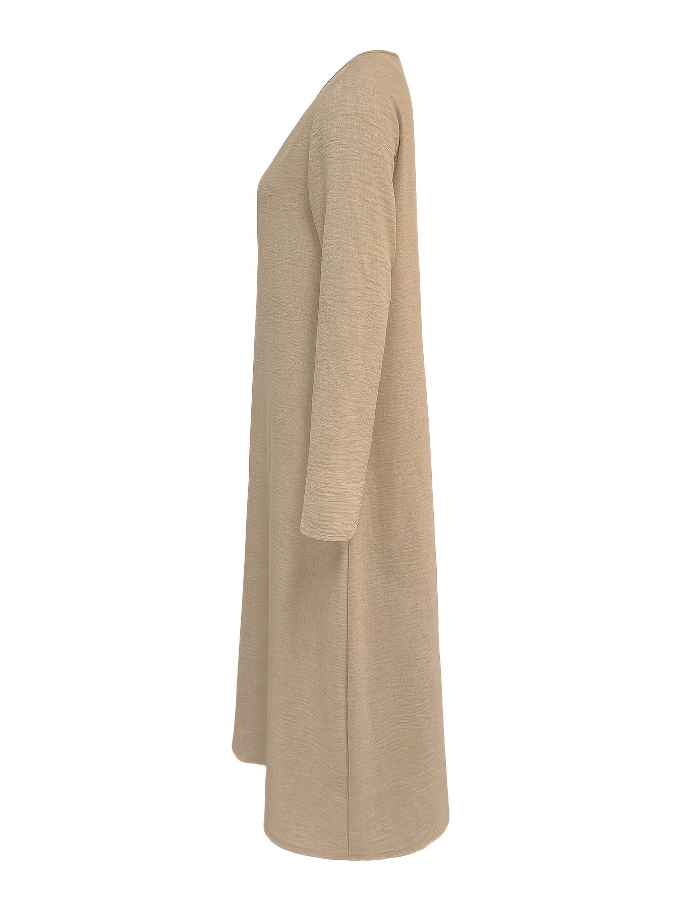 V-neck long sleeve loose linen maxi dress | Alba Muse