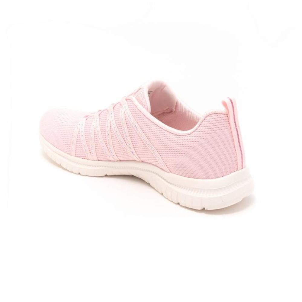 Front view of women's sparkle knit sneakers breathable upper