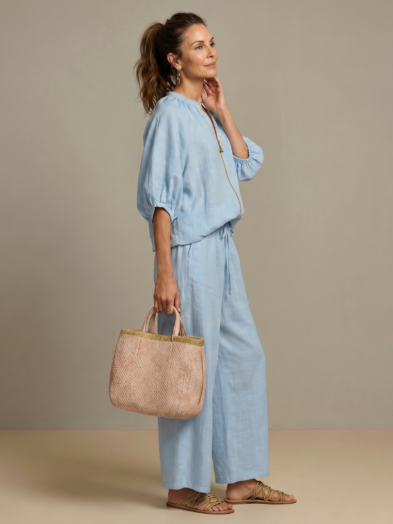 Wide leg co-ord set linen blend summer | Alba Muse