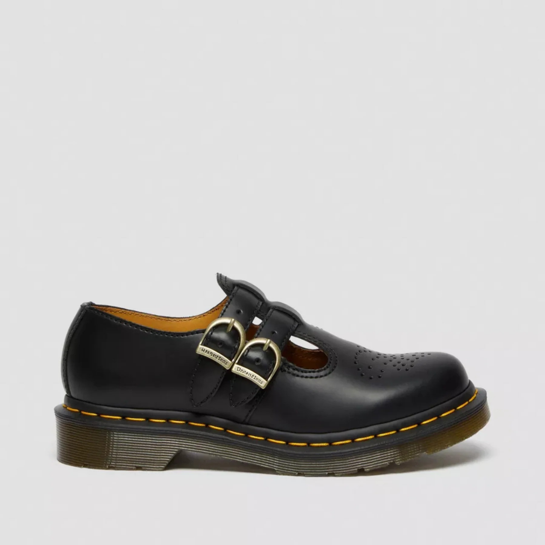 Women's Double Buckle Leather Mary Jane Flats