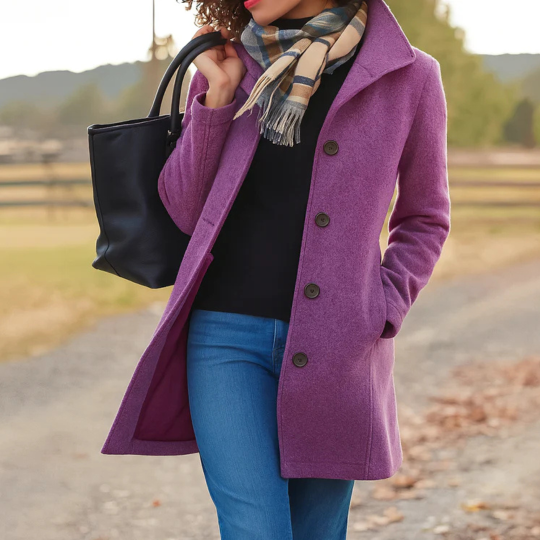 Classic long button placket winter coat with a classic long cut