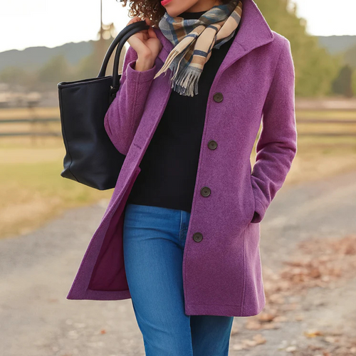 Classic long button placket winter coat with a classic long cut