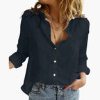 Women's Vintage Floral Long Sleeve Blouse alternate angle - Classic Versatile Shirt