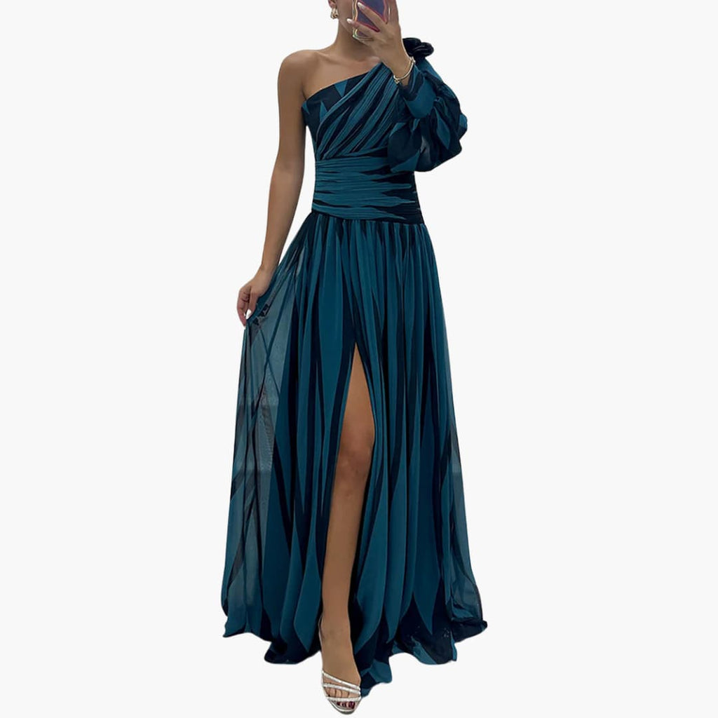 Side split maxi dress full length rear view