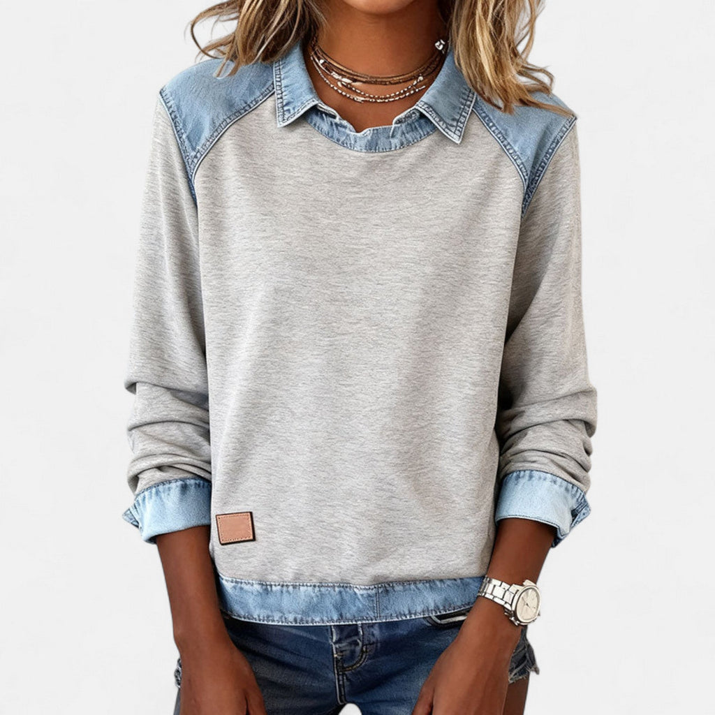 Women's collared jumper in grey, mix-and-match wardrobe essential | Alba Muse