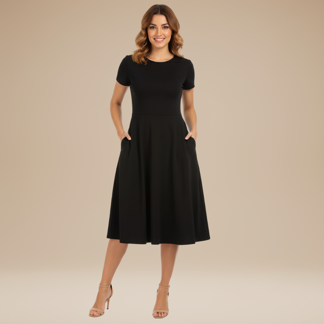 Women's Short-Sleeved Midi Dress