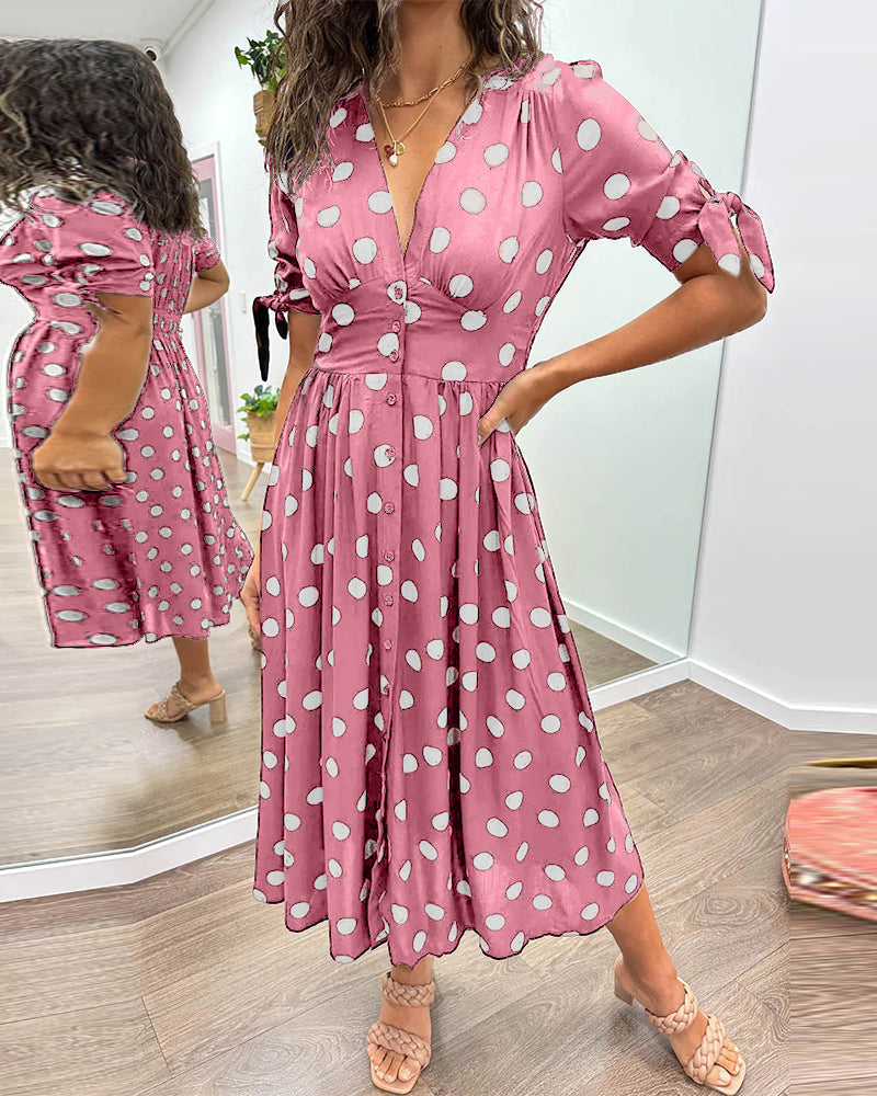 Polka Dot Midi Dress in Black | Alba Muse