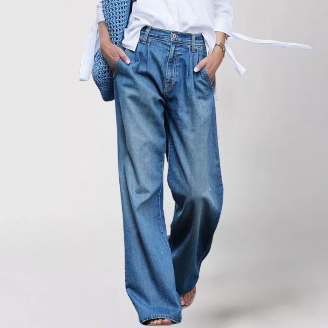 Blue high-waisted comfortable wide-leg Jeans