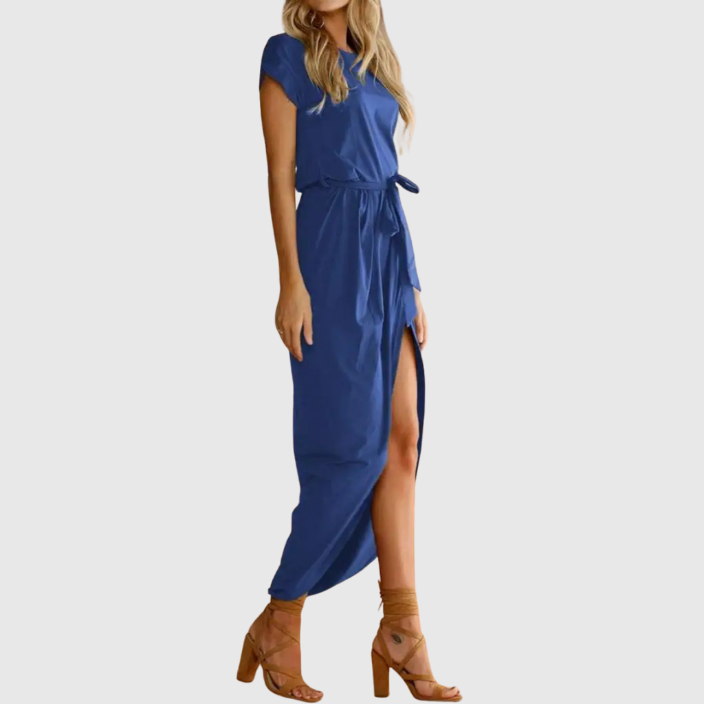 Tie-Waist Casual Midi Dress