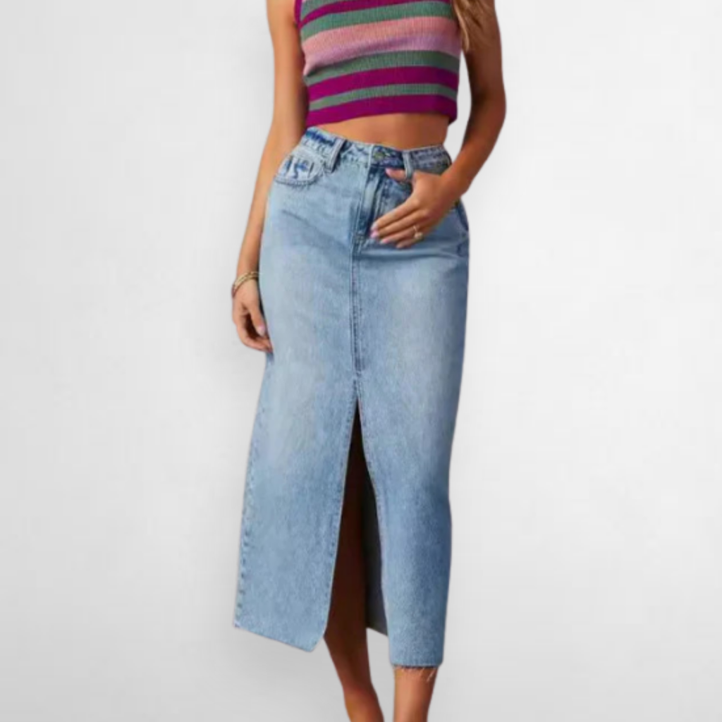 August Denim Midi Skirt