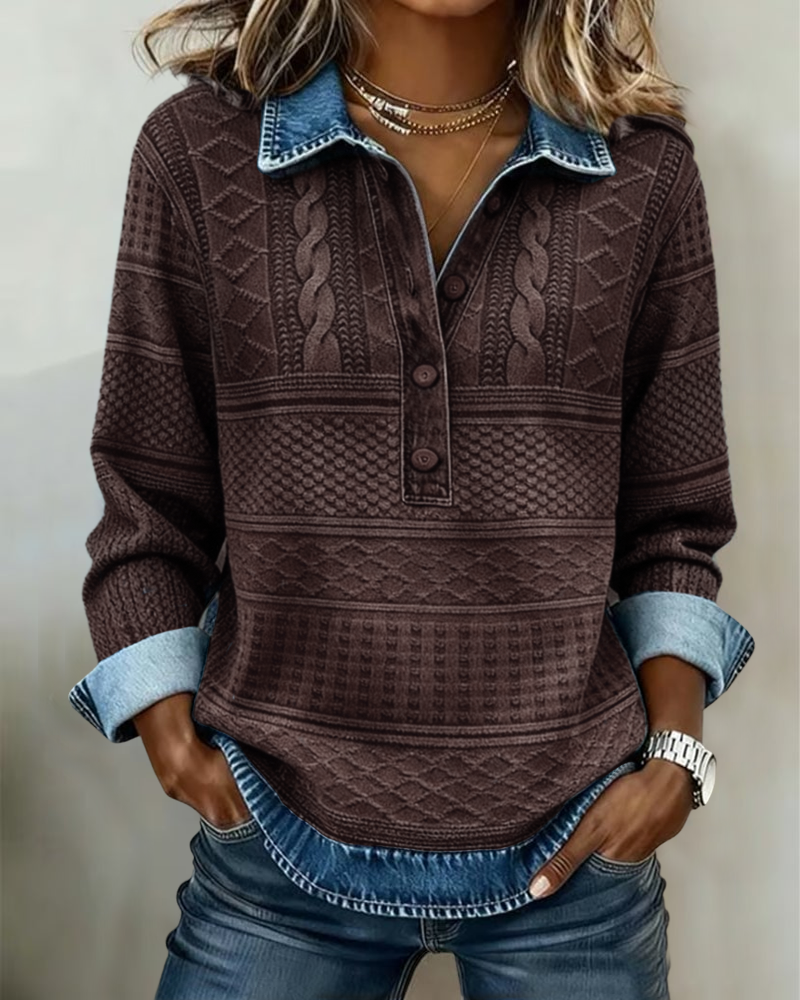Women's Half Button Lapel Sweatshirt