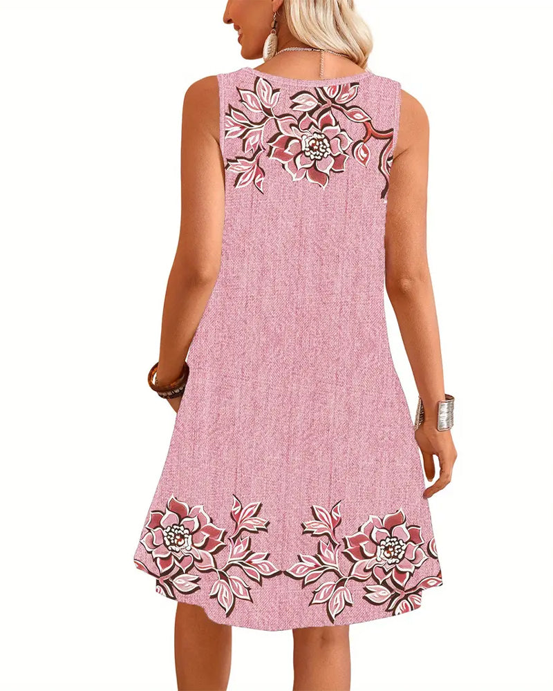 Sleeveless Floral Button-Up Midi Dress