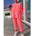 Oversized pullover and ankle pants loungewear set in pink | Alba Muse