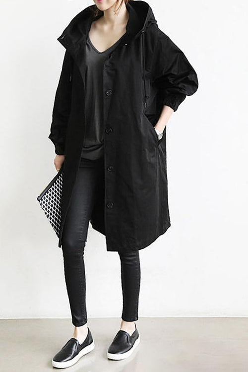 Turquoise mid-length hooded Jacket