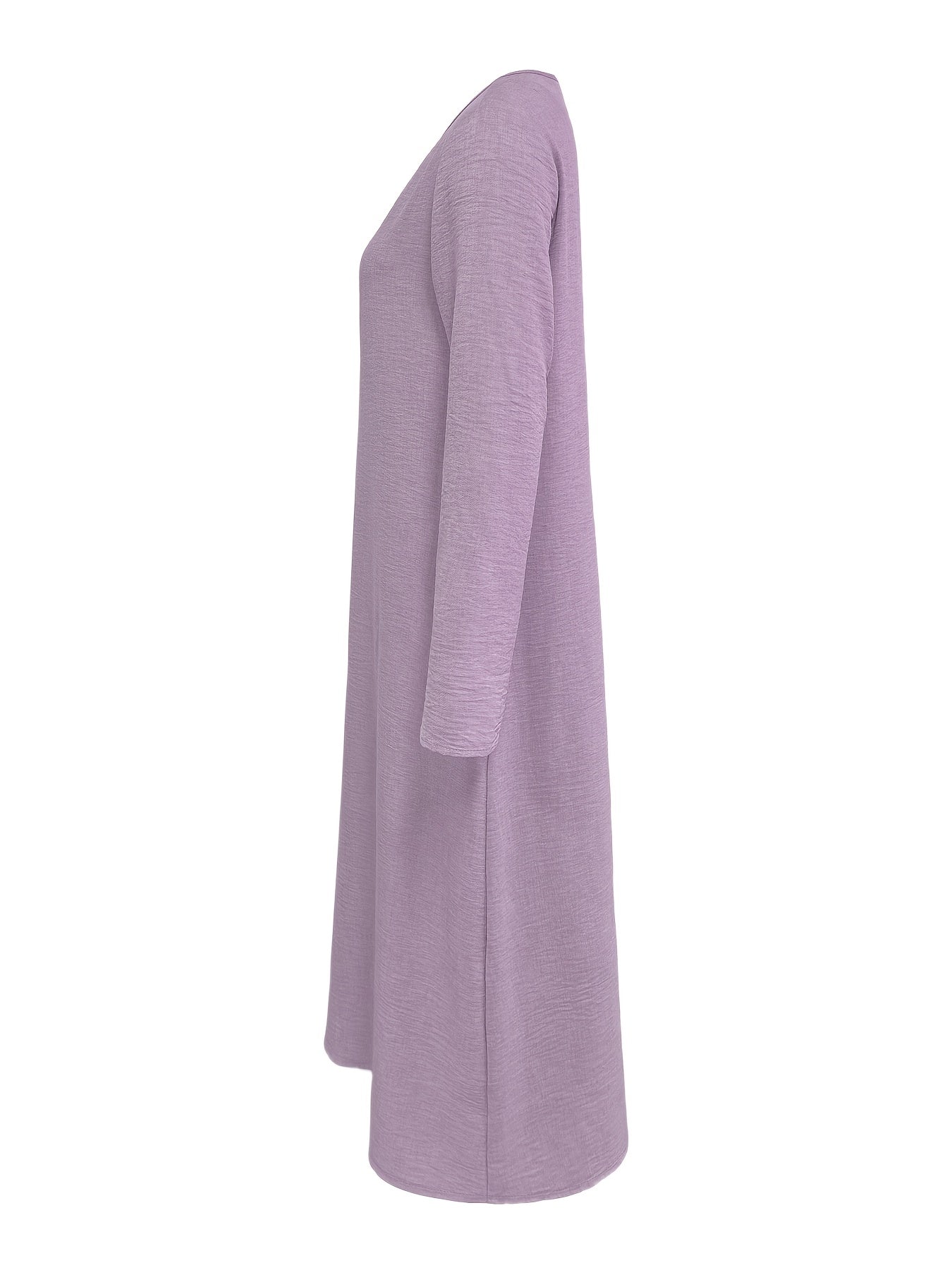 V-neck long sleeve loose linen maxi dress | Alba Muse