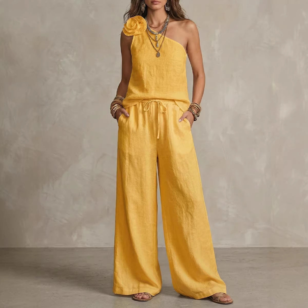 Two-Tone Sleeveless Co-ord Set — worn on model