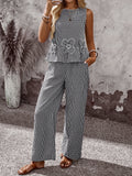 Embroidered wide-leg co-ord set on model | Alba Muse