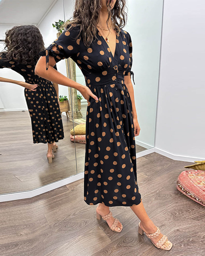 Black Polka Dot Retro Midi Dress | Alba Muse