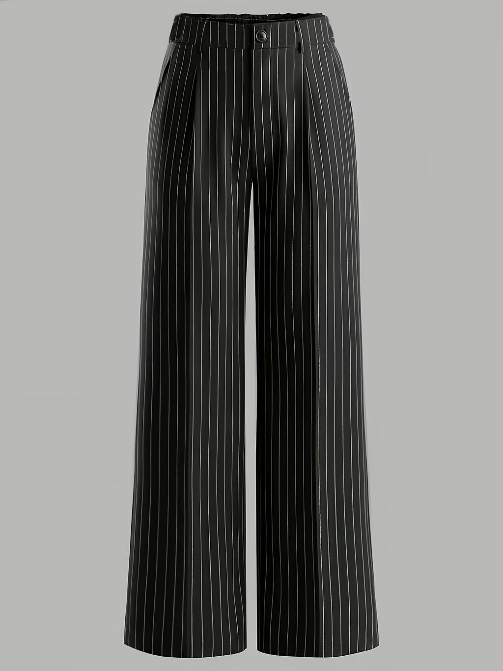 Black Striped Straight Leg Trousers/Pants