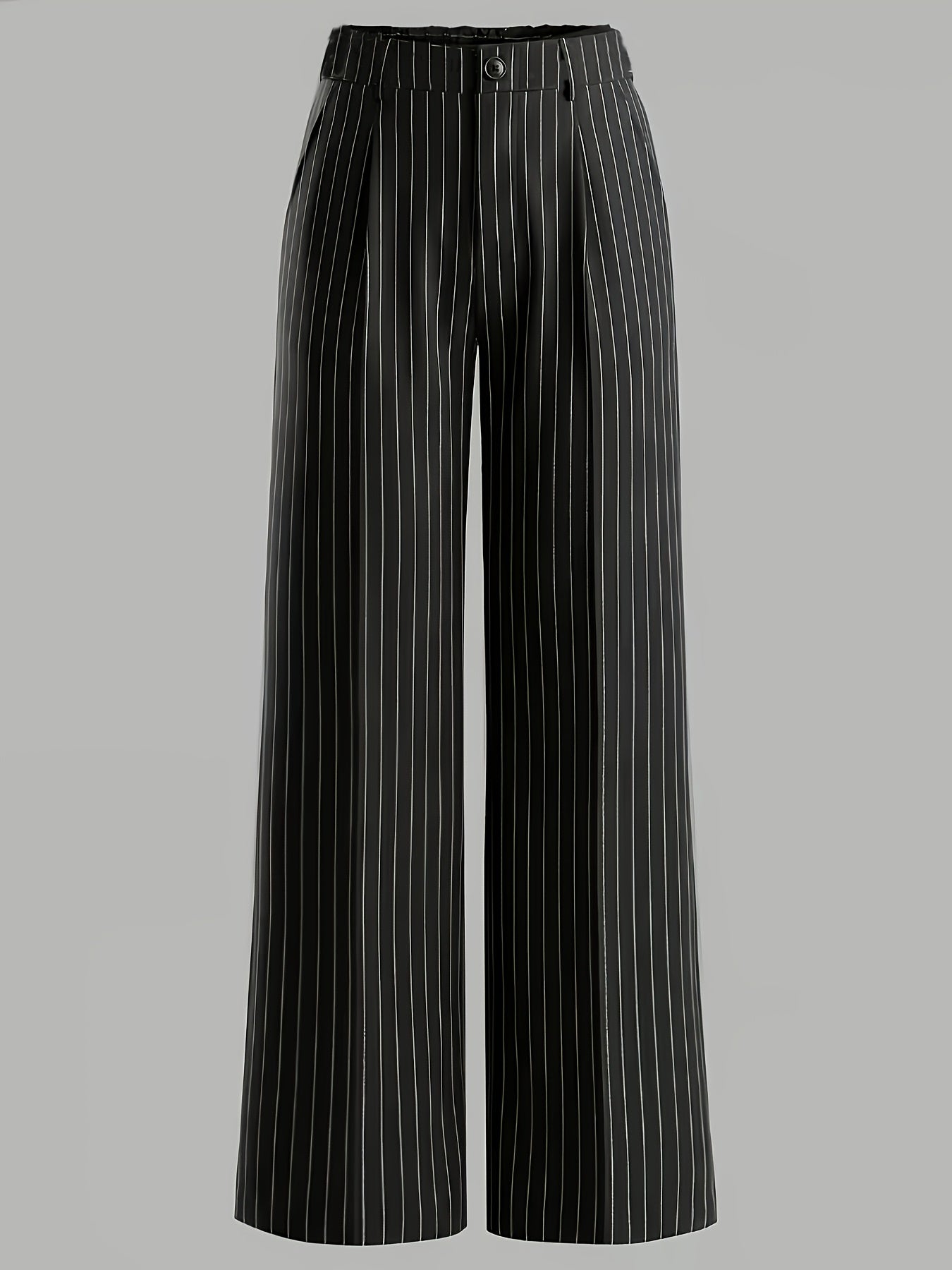 Black Striped Straight Leg Trousers/Pants
