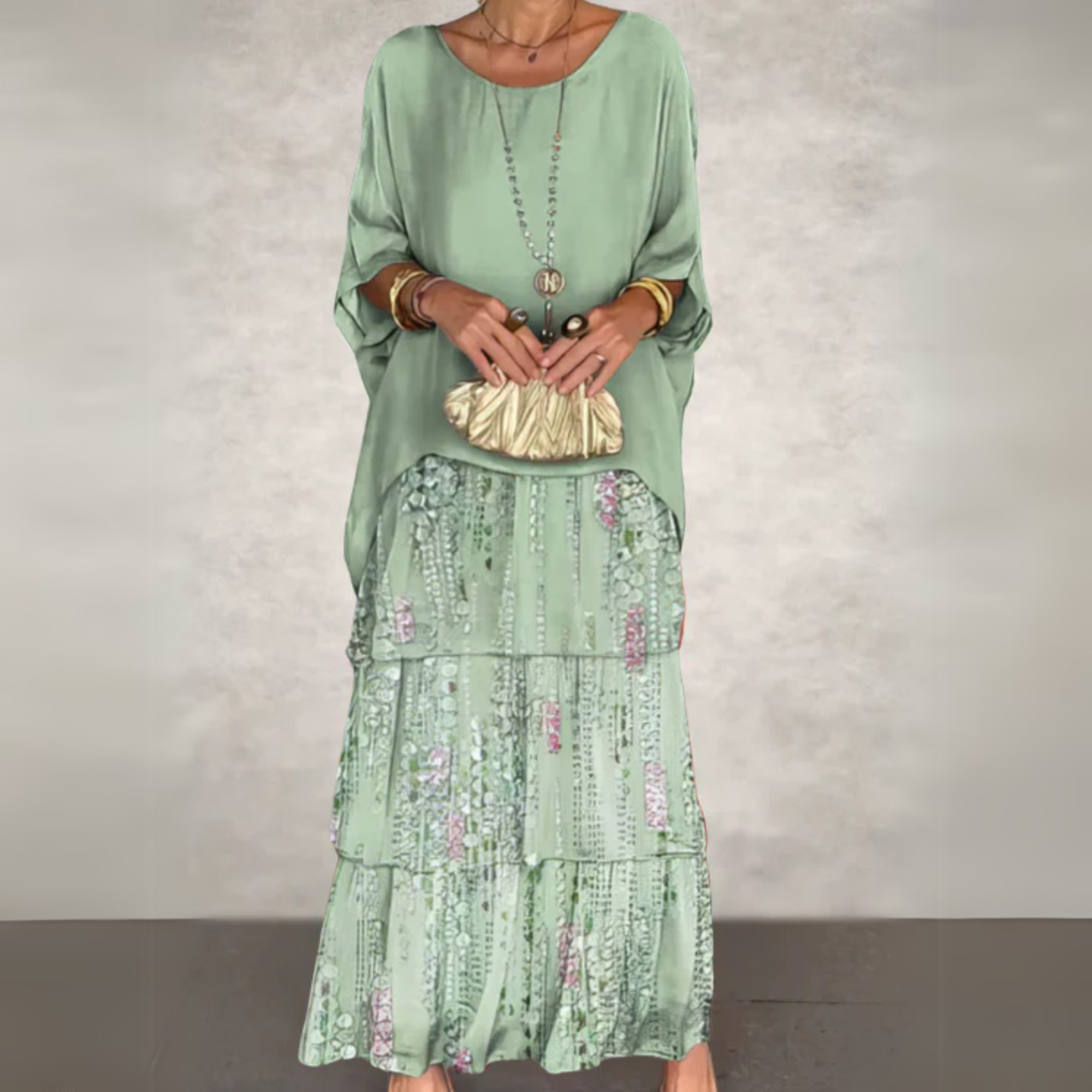 Green flowing occasion dress, versatile summer event wear | Alba Muse