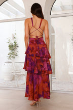 Women's Sleeveless V-Neck Layered Maxi Dress alternate angle - Elegant Wedding Guest Maxi Dress