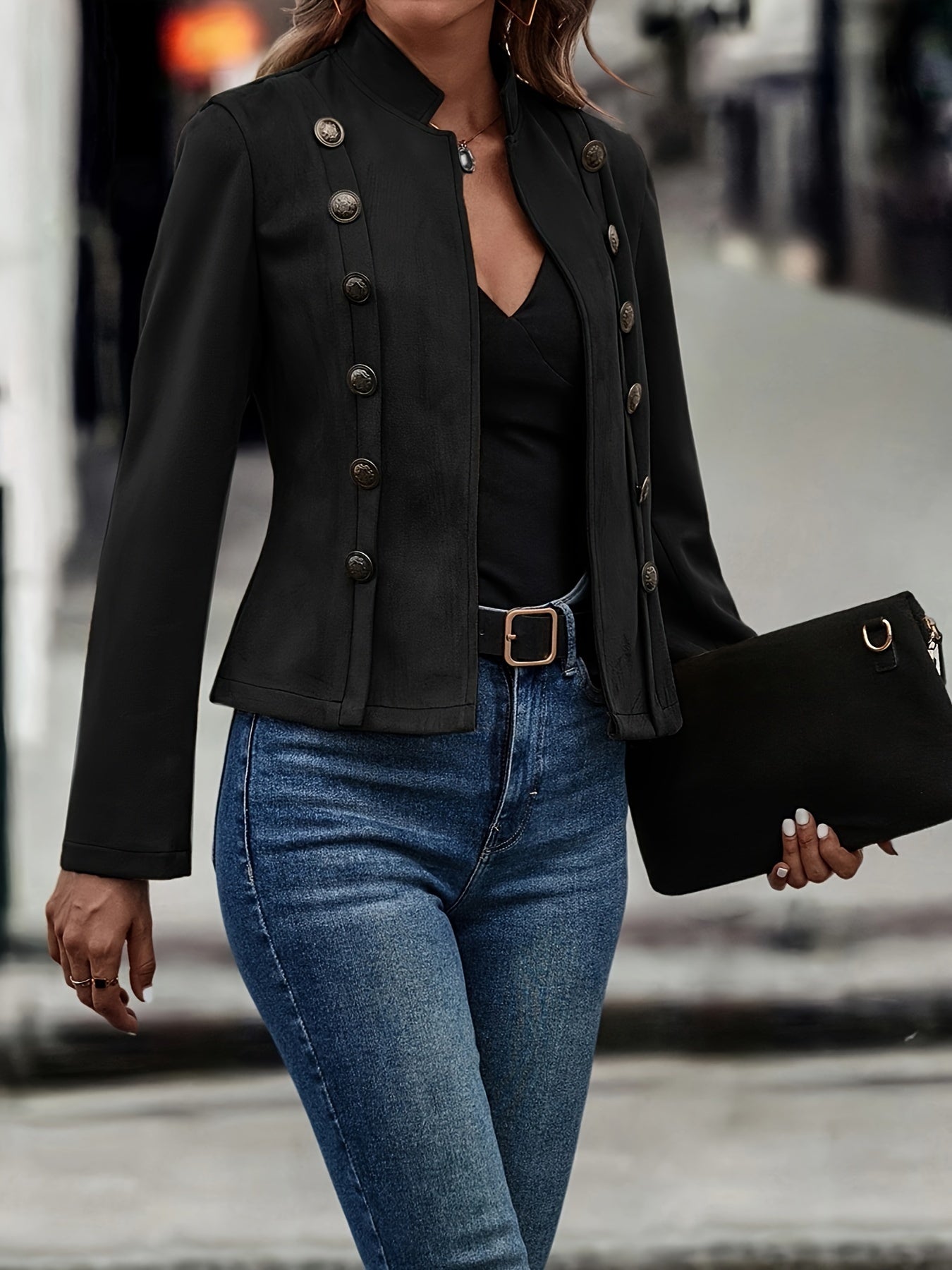 Black Double-Breasted Jacket