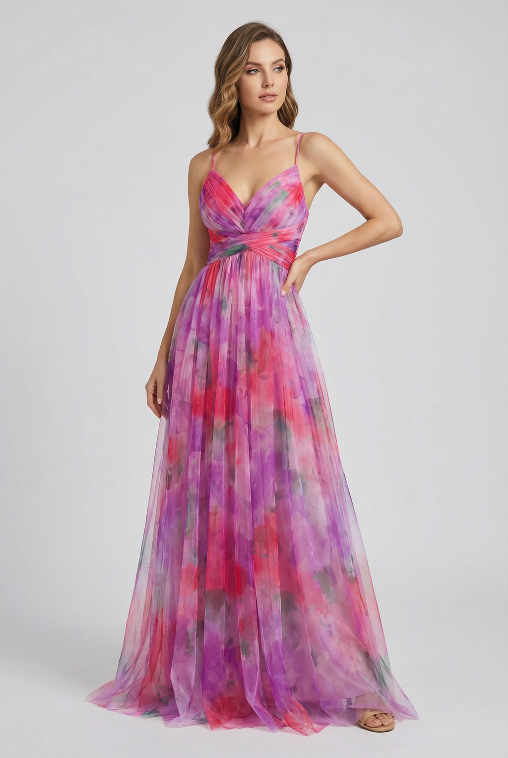 Women's  Floral Chiffon Maxi Dress