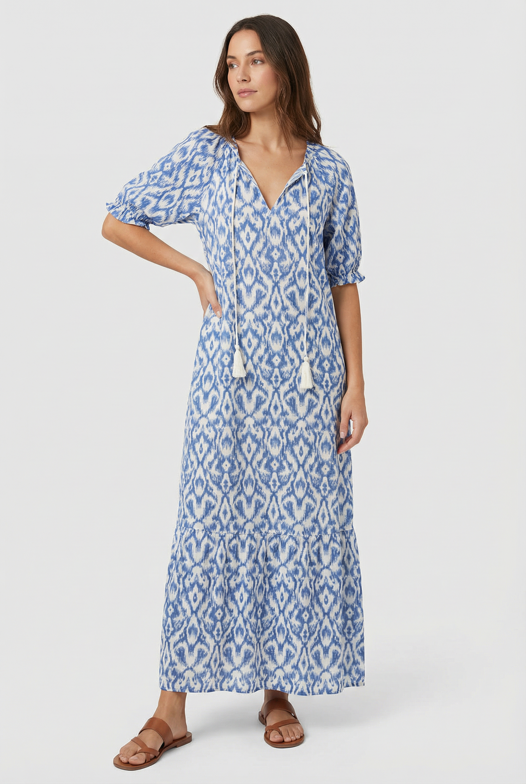 Women's Floral Print V-neck Maxi Dress