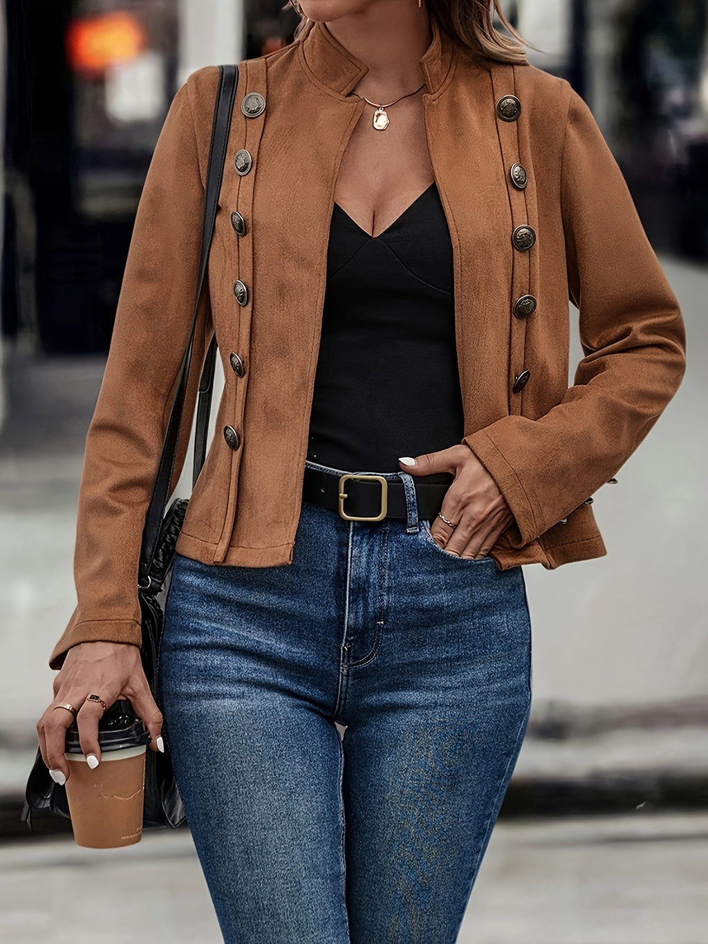 Dark Brown Double-Breasted Jacket