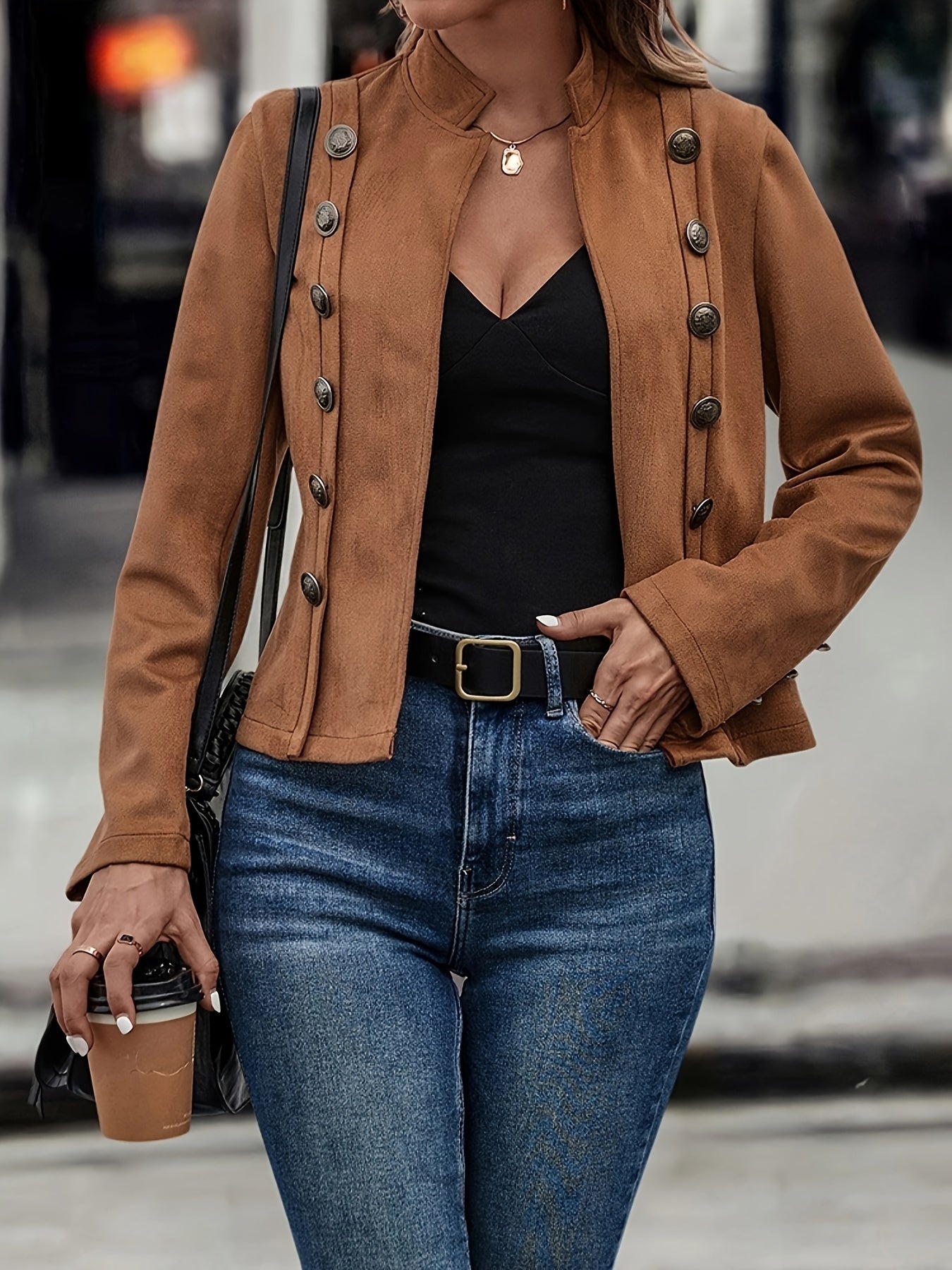 Dark Brown Double-Breasted Jacket