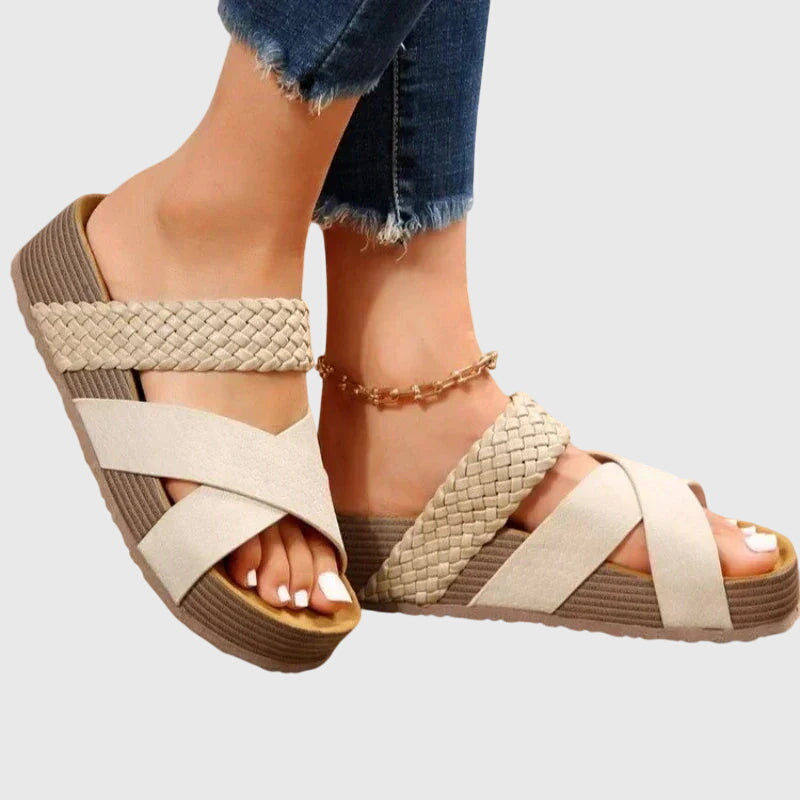 Orthopaedic sandals with cushioned sole, side view