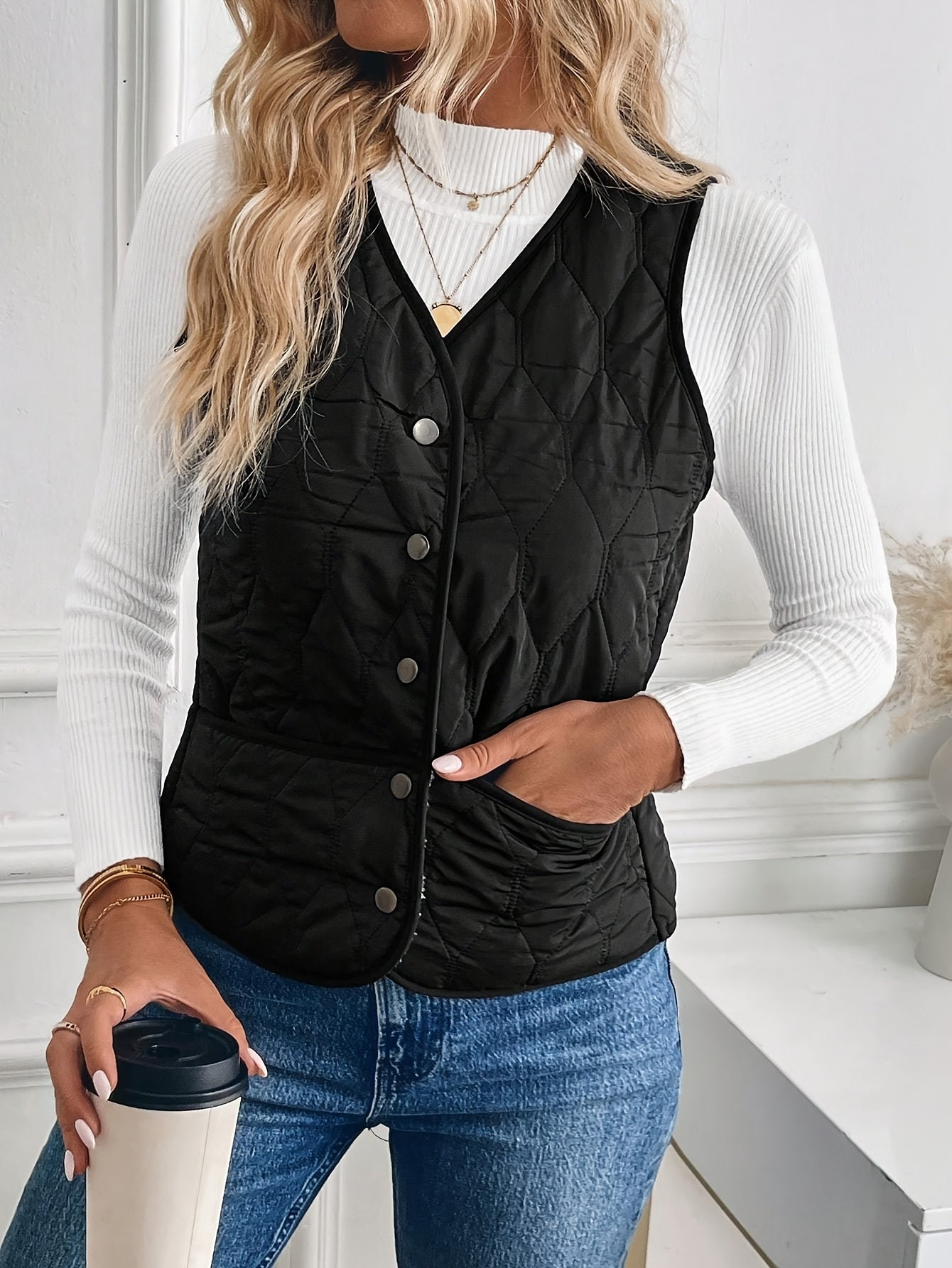 Black reversible quilted Jacket
